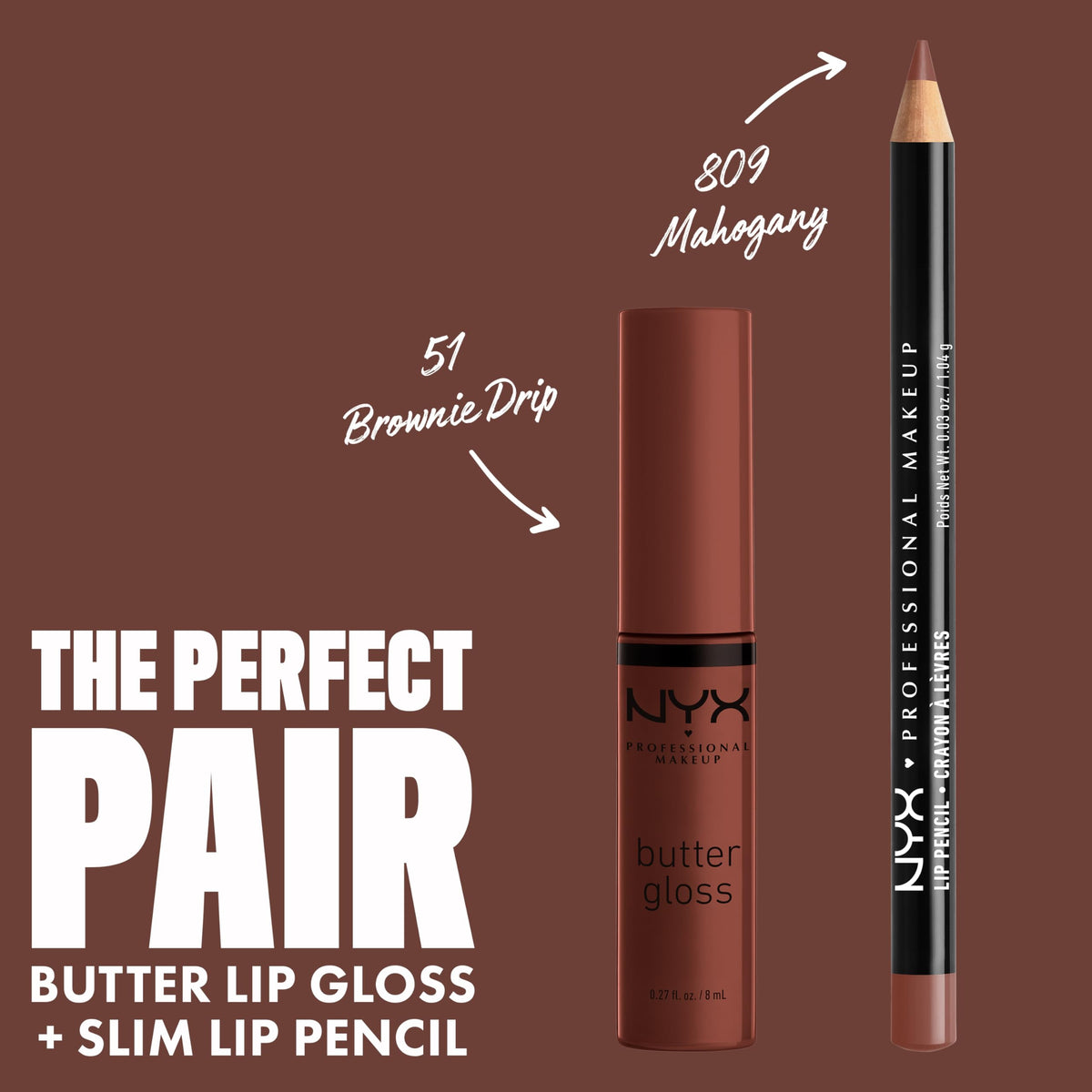 NYX Butter Gloss Brown Sugar on model's lips