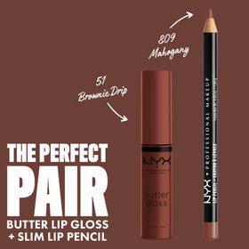 NYX Butter Gloss Brown Sugar on model's lips