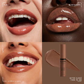 NYX Butter Gloss Brown Sugar swatch on skin