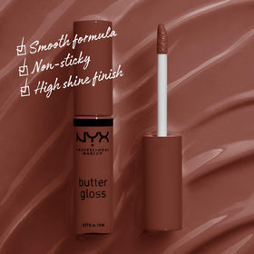 NYX Butter Gloss Brown Sugar tube with applicator