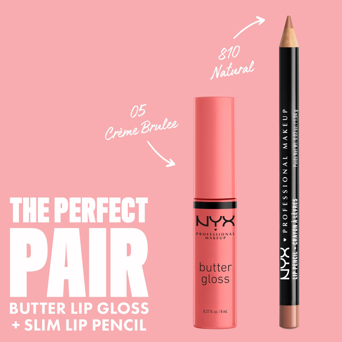 NYX Butter Gloss Creme Brulee displayed with other shades