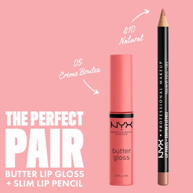 NYX Butter Gloss Creme Brulee displayed with other shades