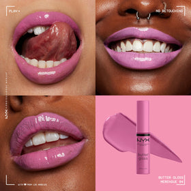 NYX Butter Gloss Merengue swatch on skin