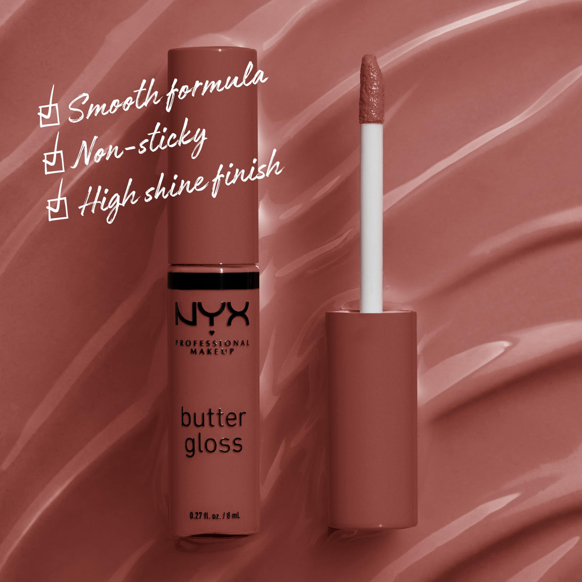 NYX Butter Gloss Praline tube with applicator