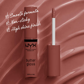 NYX Butter Gloss Praline tube with applicator