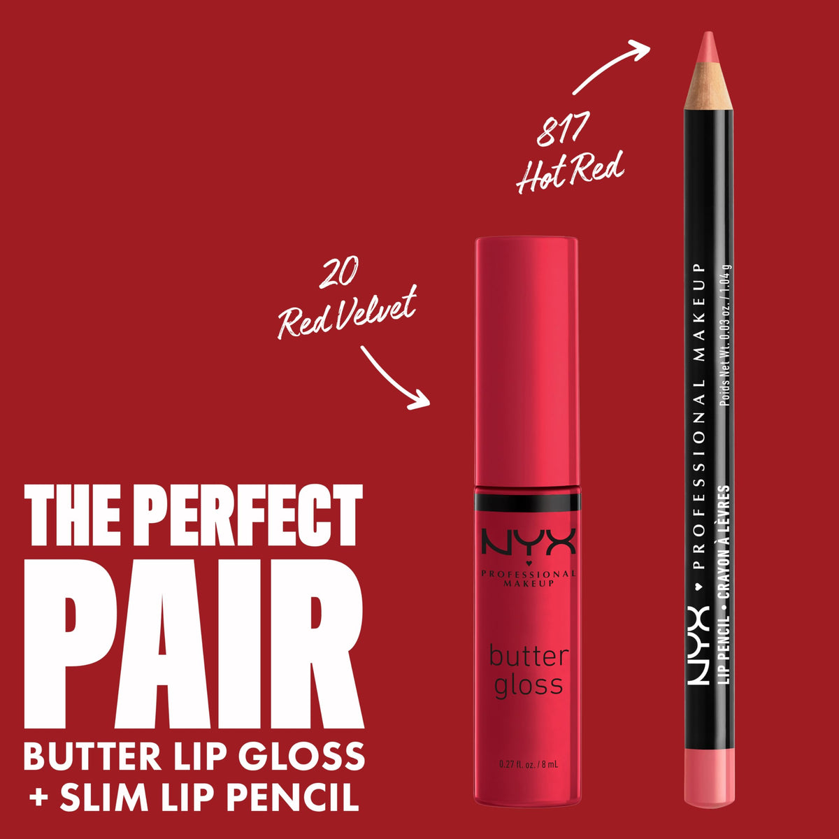 NYX Butter Gloss Red Velvet applied on lips
