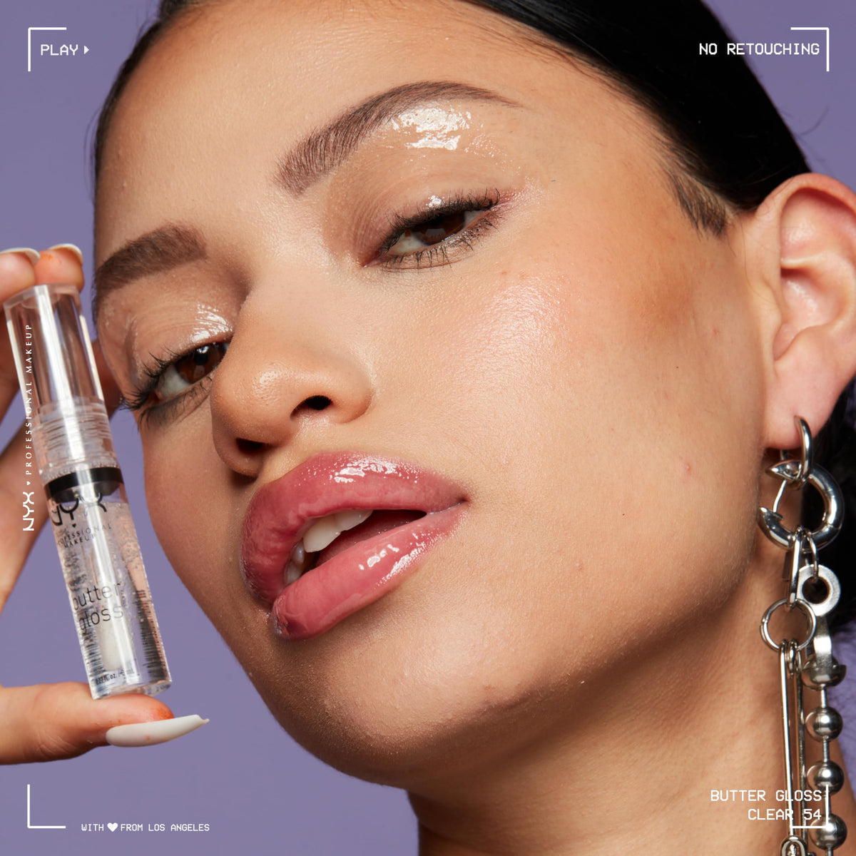 NYX Butter Gloss Sugar Glass on lips