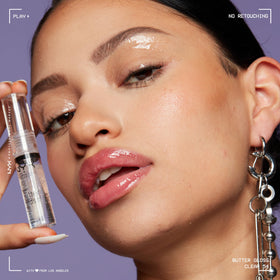 NYX Butter Gloss Sugar Glass on lips
