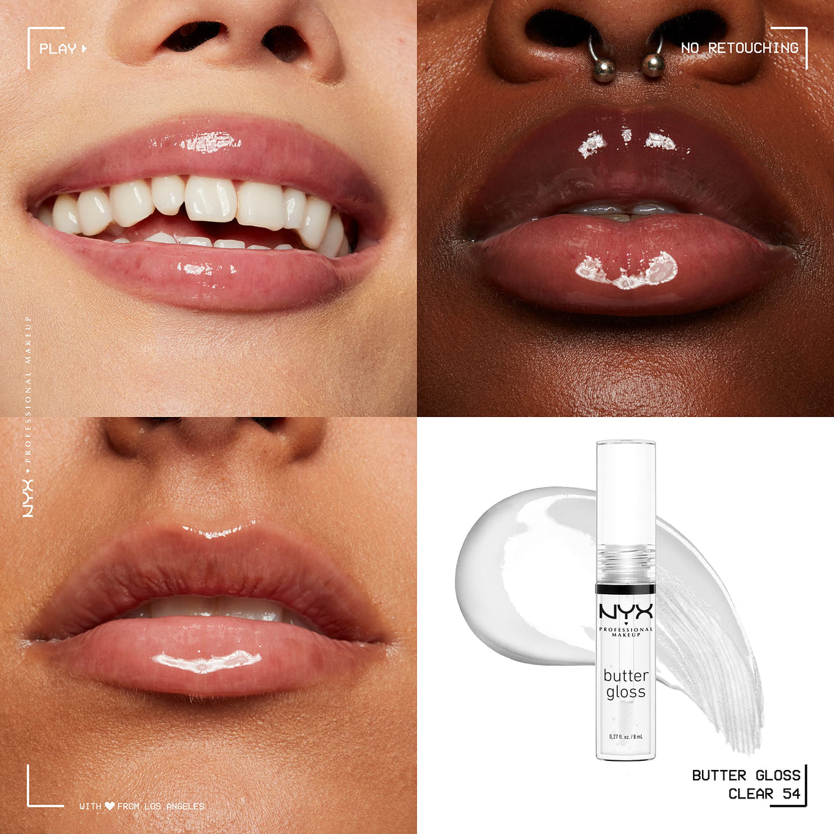 NYX Butter Gloss Sugar Glass swatch on skin