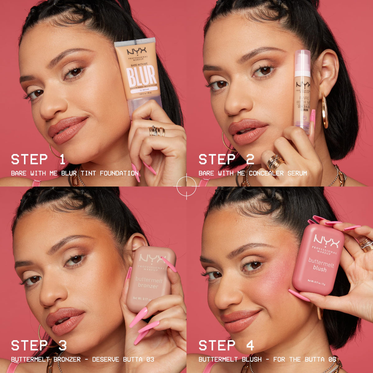 NYX Buttermelt Blush open with brush beside it