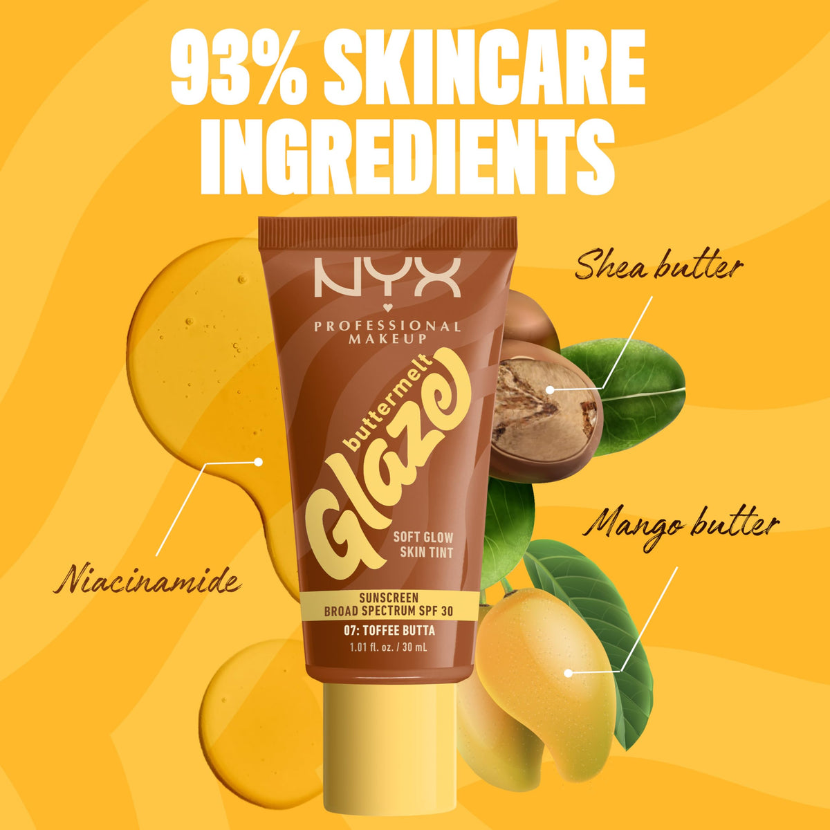 NYX Buttermelt Glaze Skin Tint 07 Toffee Butta packaging