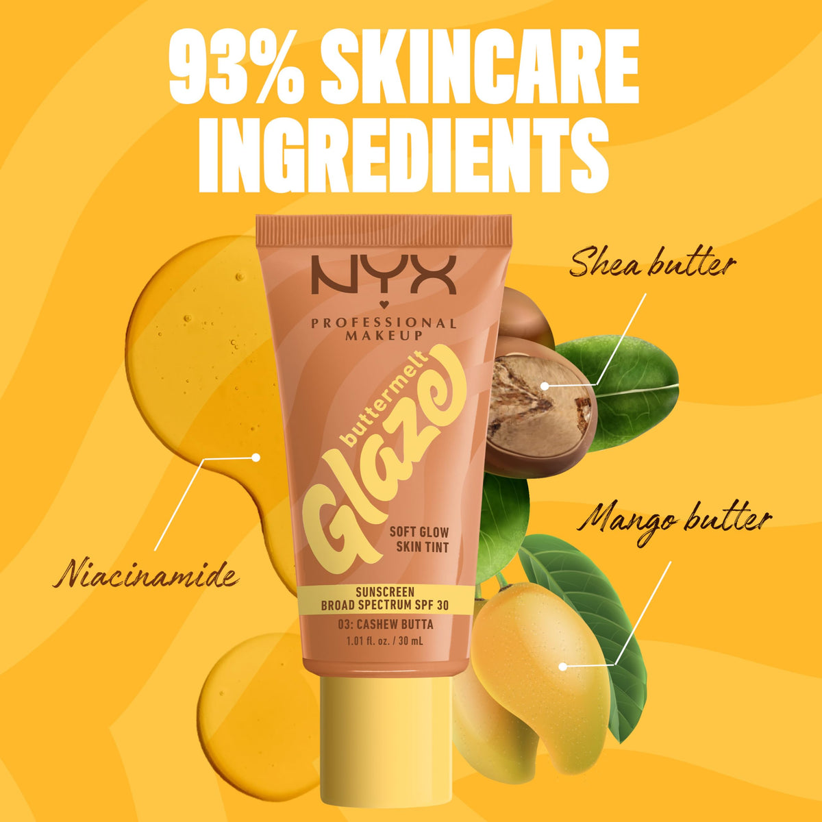 NYX Buttermelt Glaze Skin Tint in natural light