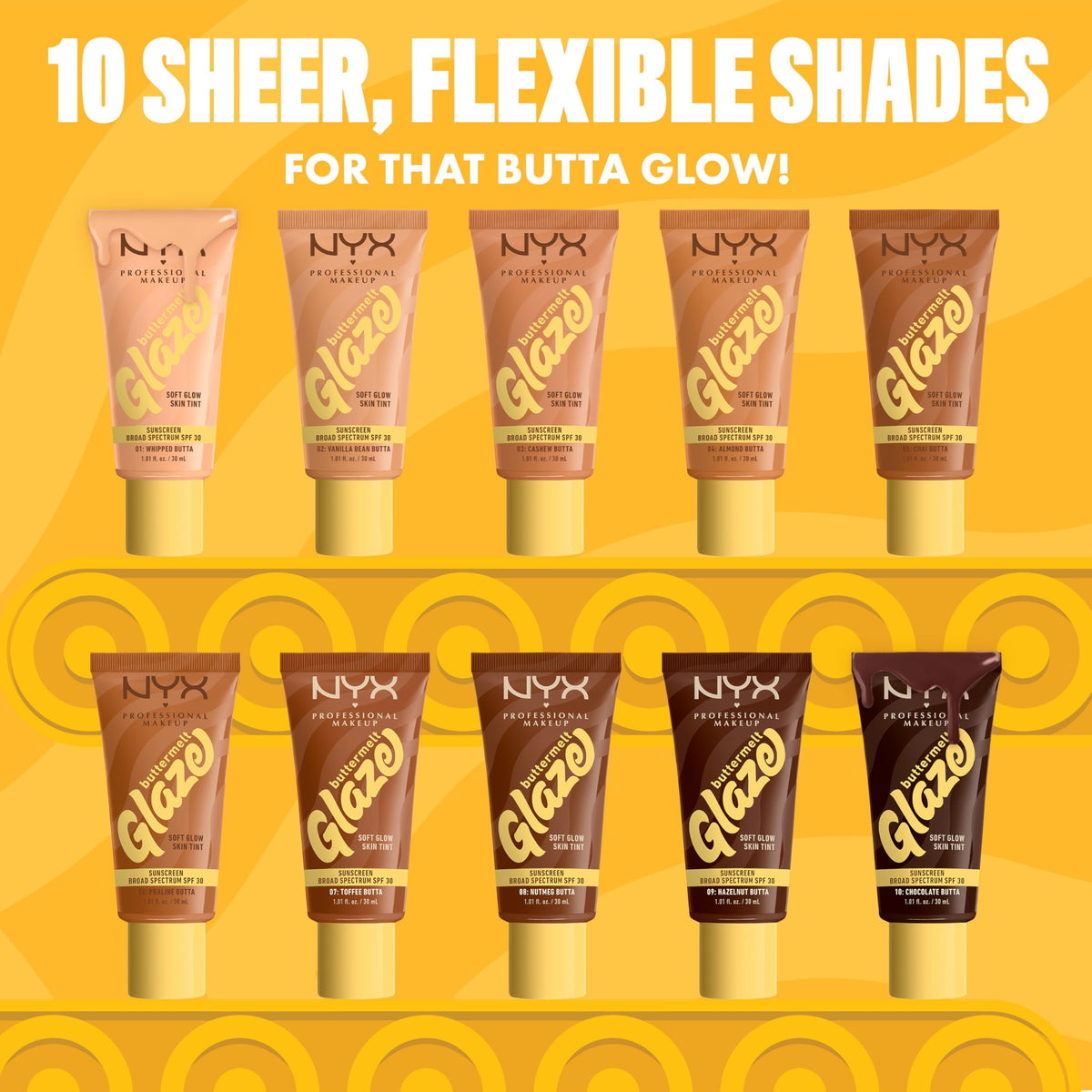 NYX Buttermelt Glaze Skin Tint on display
