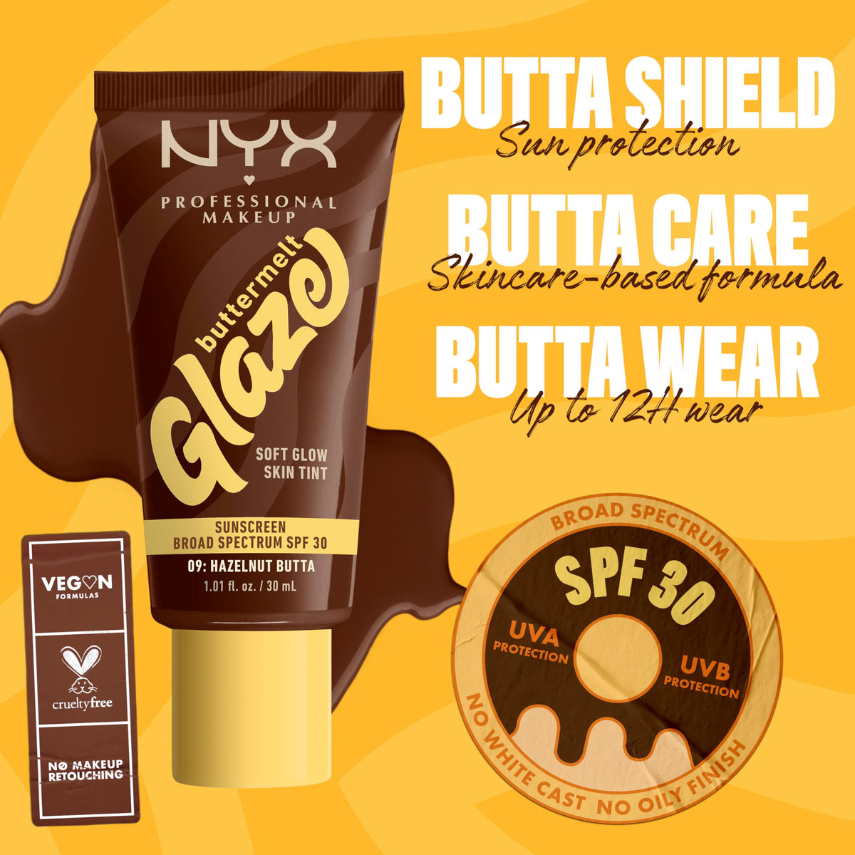 NYX Buttermelt Glaze Skin Tint swatch on hand