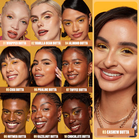 NYX Buttermelt Glaze Skin Tint with makeup brushes