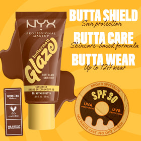 NYX Buttermelt Glaze Soft Glow Skin Tint 08 Nutmeg Butta swatch
