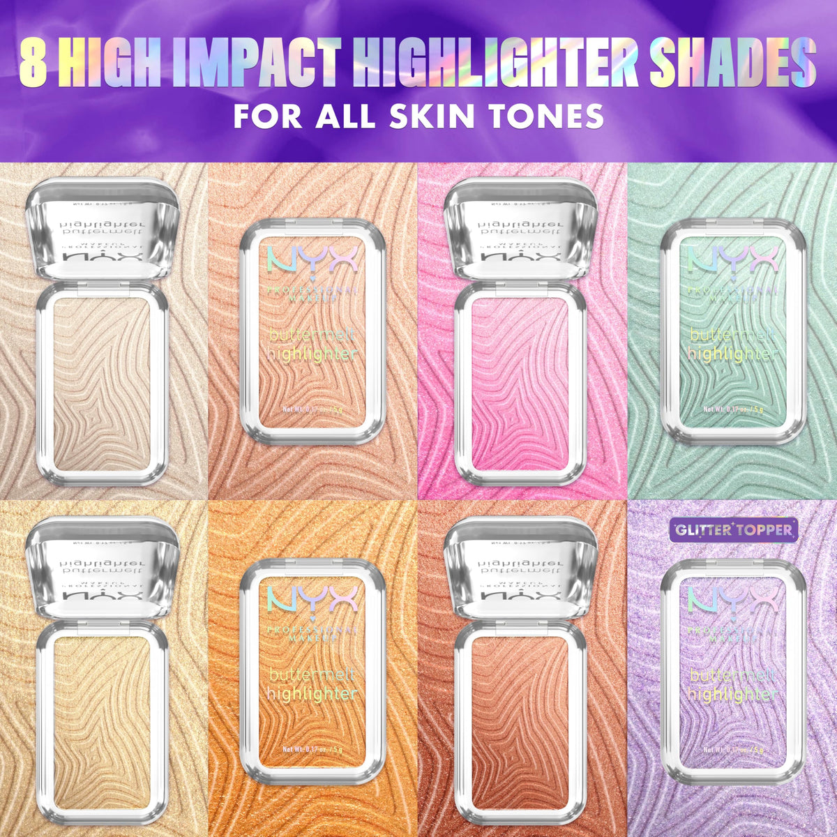 NYX Buttermelt Highlighter 05 Bright and Butta with makeup tools