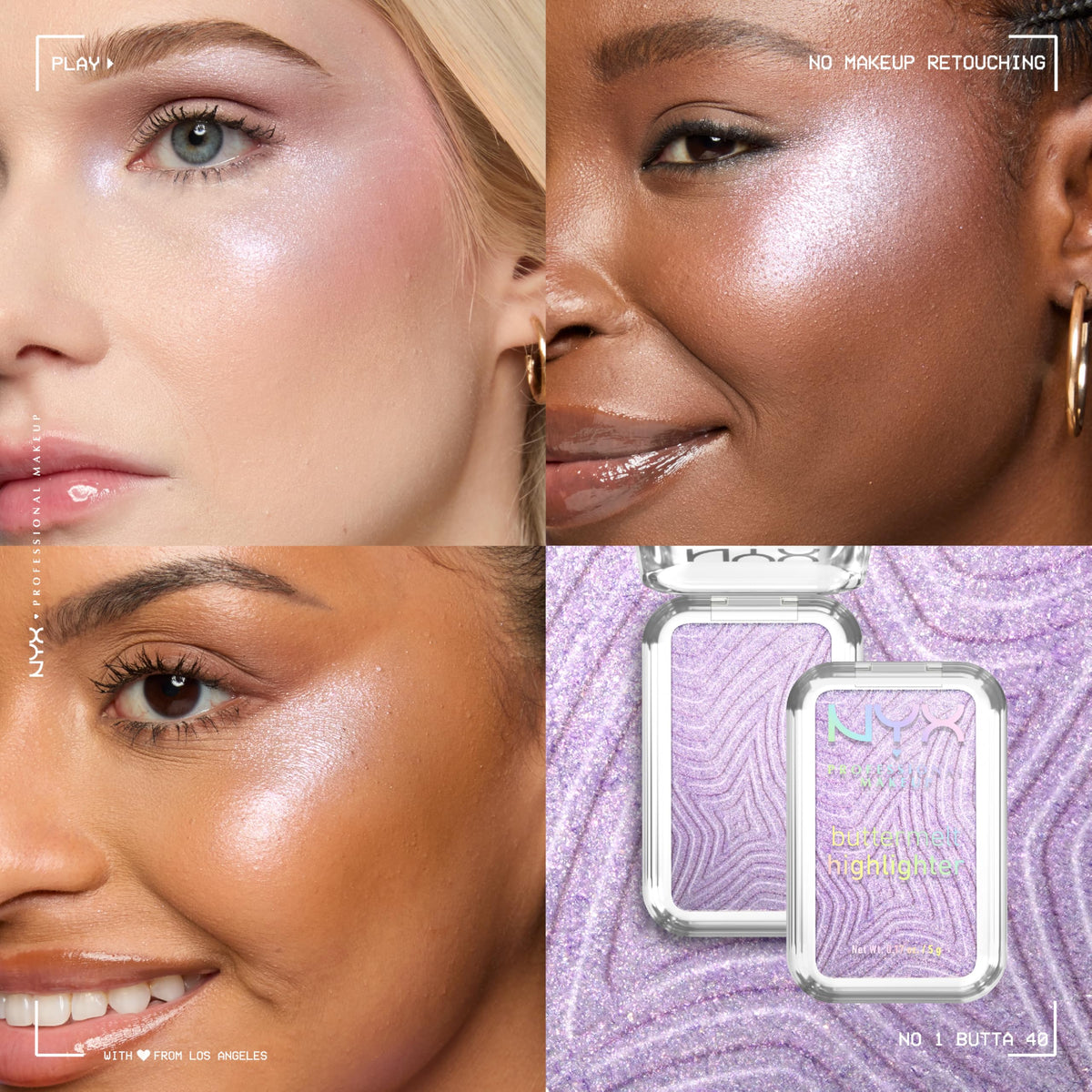 NYX Buttermelt Highlighter applied on skin