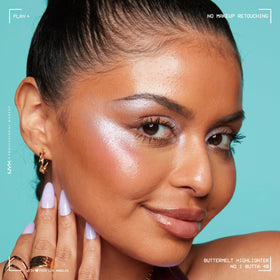 NYX Buttermelt Highlighter showing high-impact glow