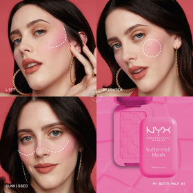 NYX Buttermelt Powder Blush in use on model's cheeks
