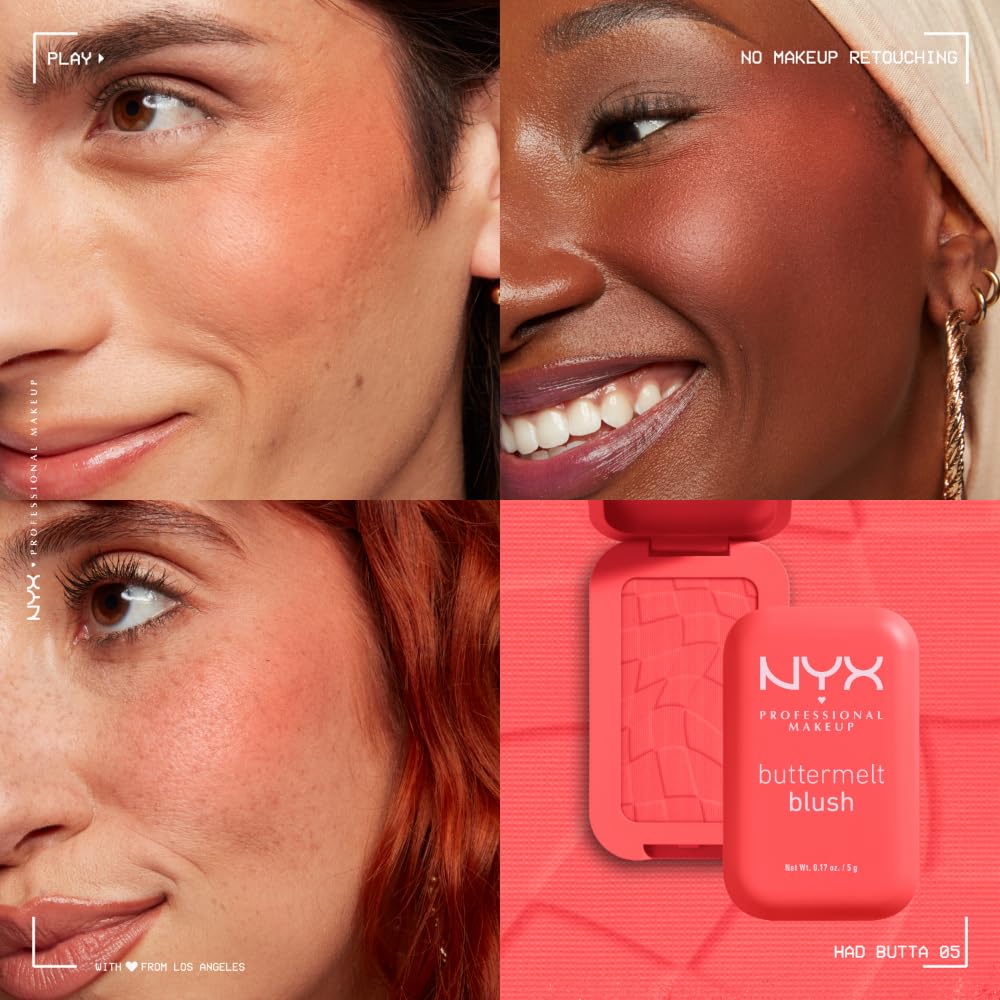 NYX Buttermelt Powder Blush with other makeup products