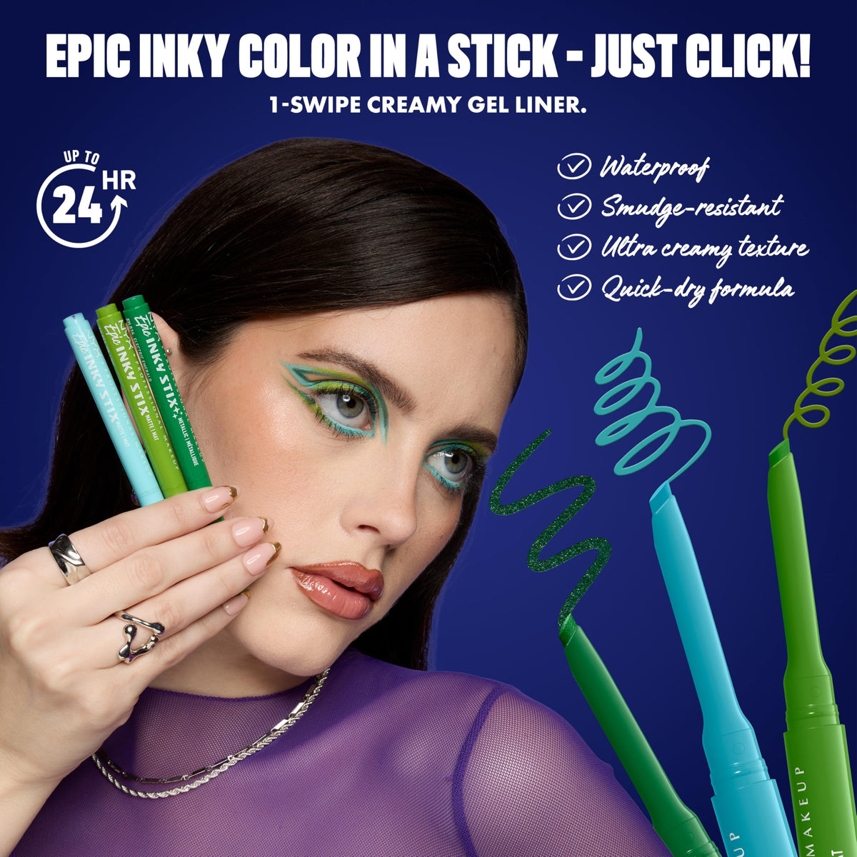 NYX Epic Inky Stix Eyeliner being applied on eyelid