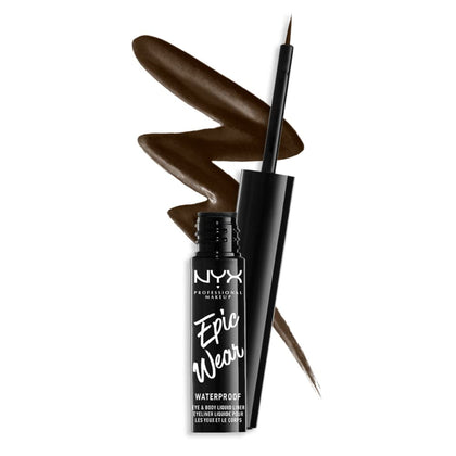 NYX Epic Wear Liquid Liner brown model front view with flexible brush