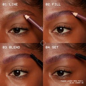 NYX eyebrow pencil displayed with other makeup products