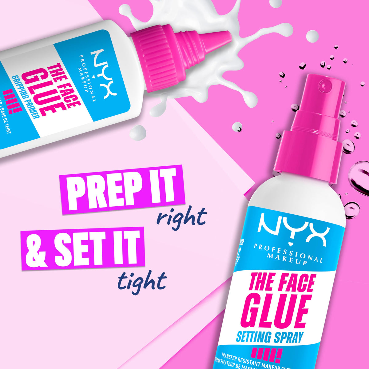 NYX Face Glue Gripping Primer with makeup products