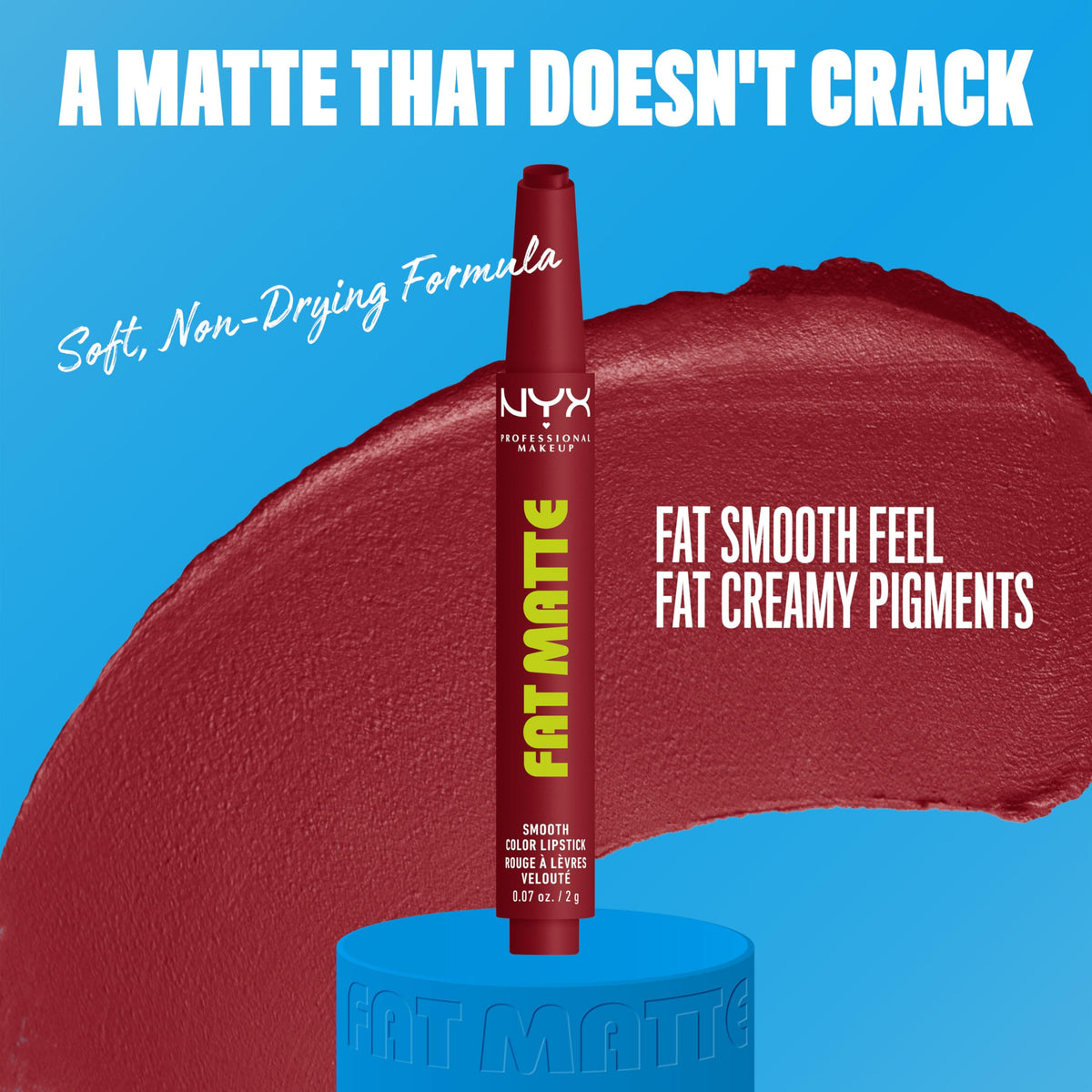 NYX Fat Matte Lipstick Berry Smooth swatch on skin