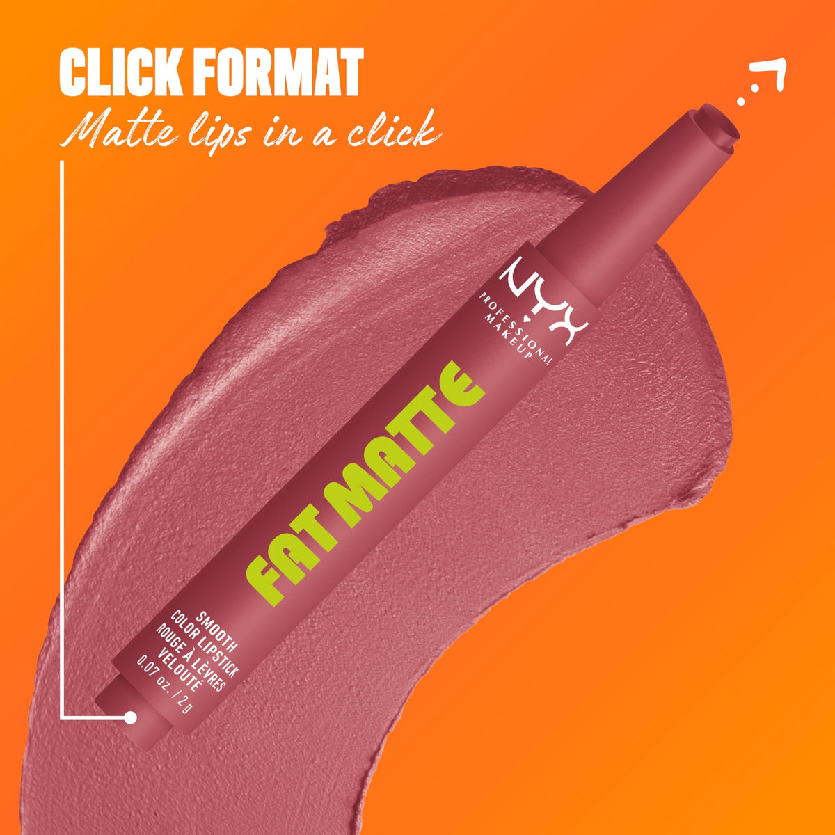 NYX Fat Matte Lipstick Blush Blanket applied on model's lips
