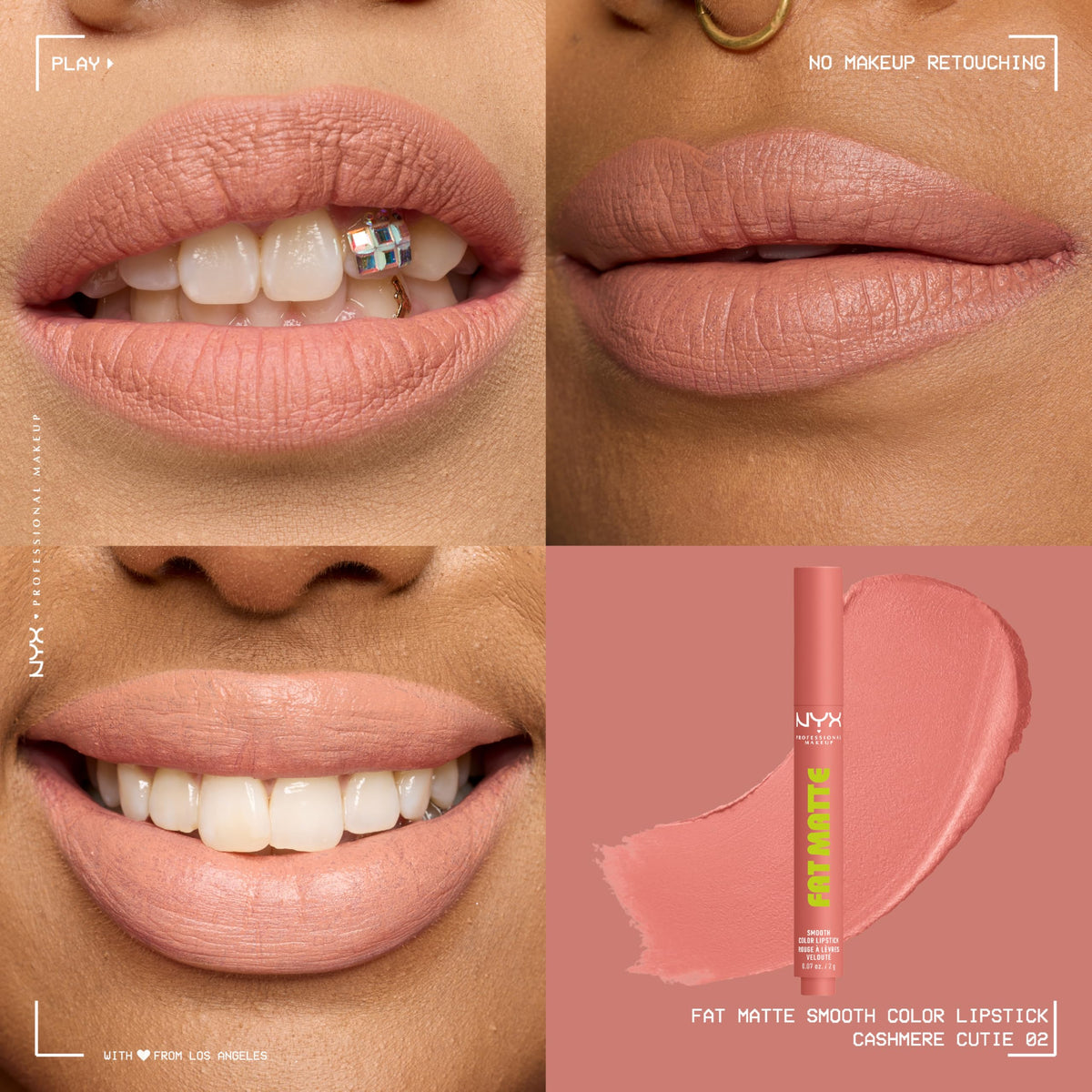NYX Fat Matte Lipstick Cashmere Cutie with lip liner