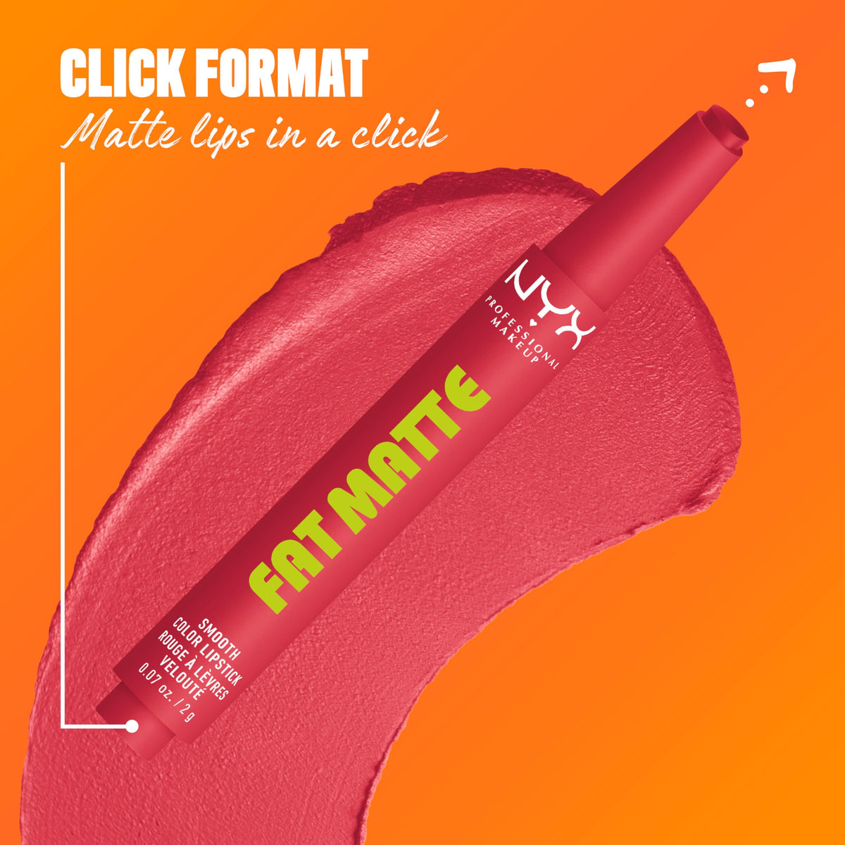 NYX Fat Matte Lipstick Flamingo Feather applicator close-up