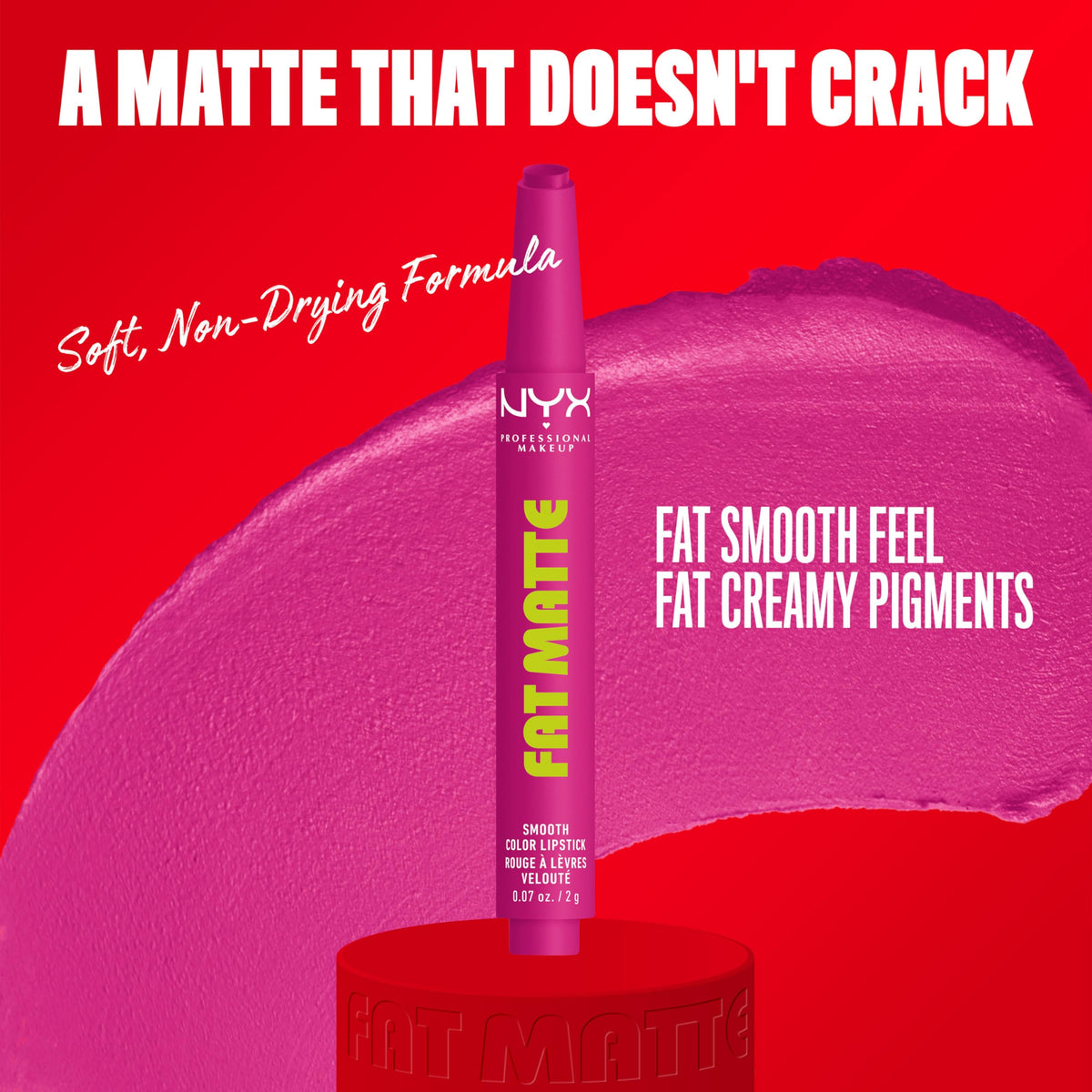 NYX Fat Matte Lipstick Fluffy Fuchsia packaging