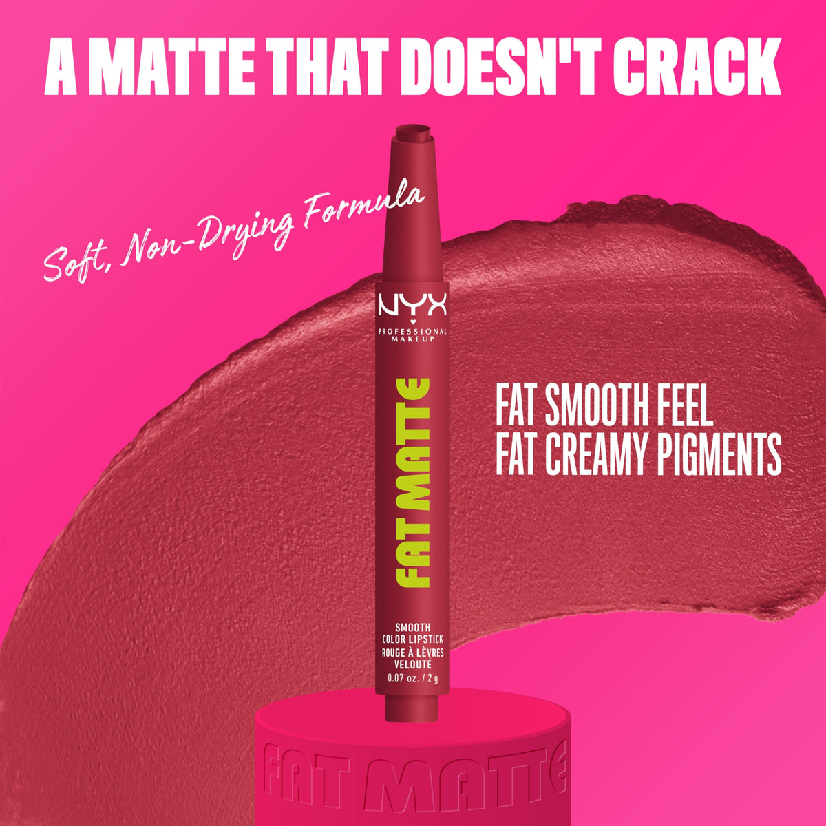 NYX Fat Matte Lipstick Plushin' Plum showing creamy texture