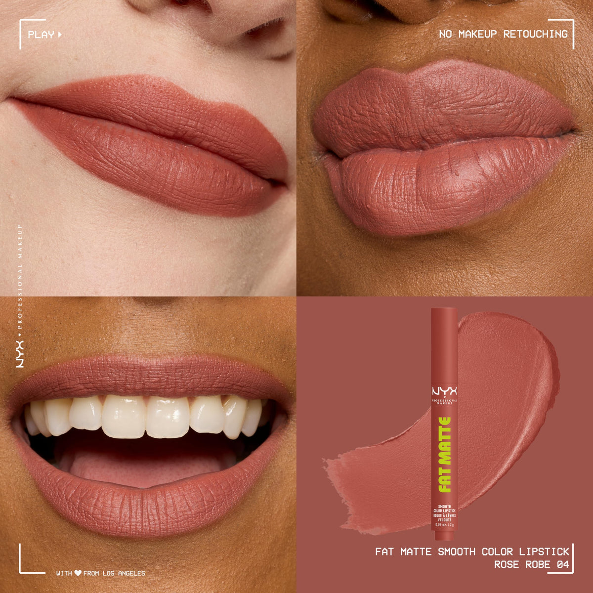 NYX Fat Matte Lipstick Rose Robe with applicator