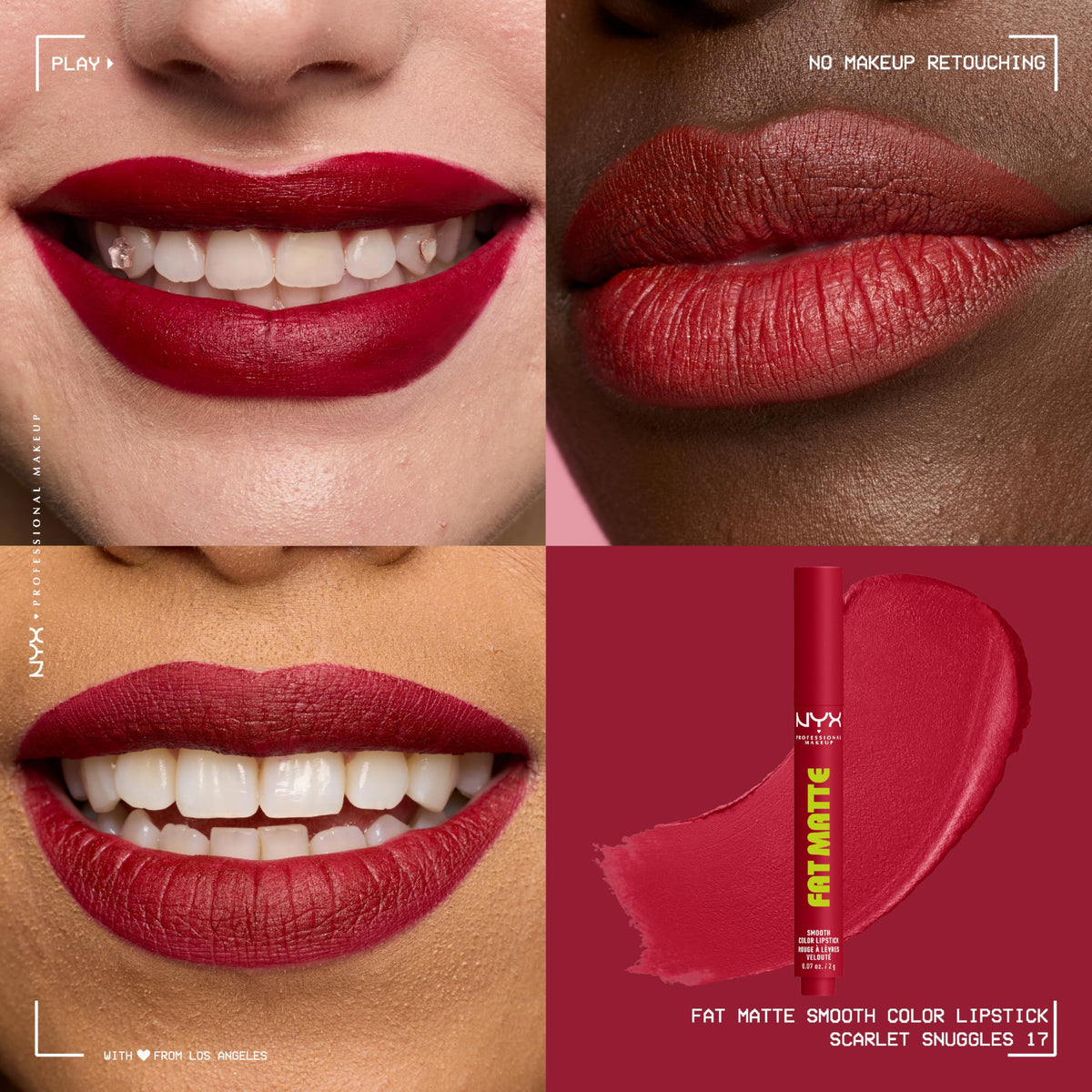 NYX Fat Matte Lipstick Scarlet Snuggles side view