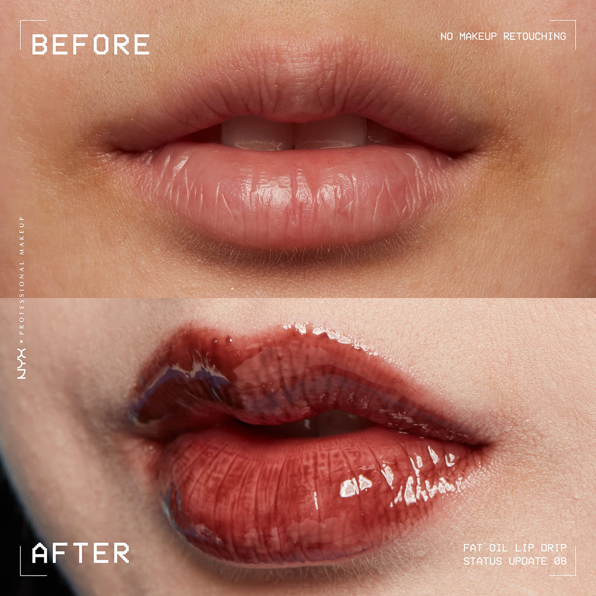 NYX Fat Oil Lip Drip displayed with makeup products