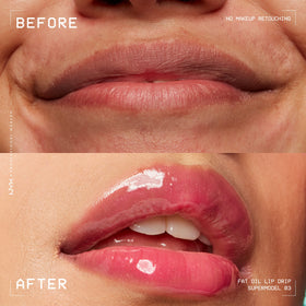 NYX Fat Oil Lip Drip on a vanity with makeup tools