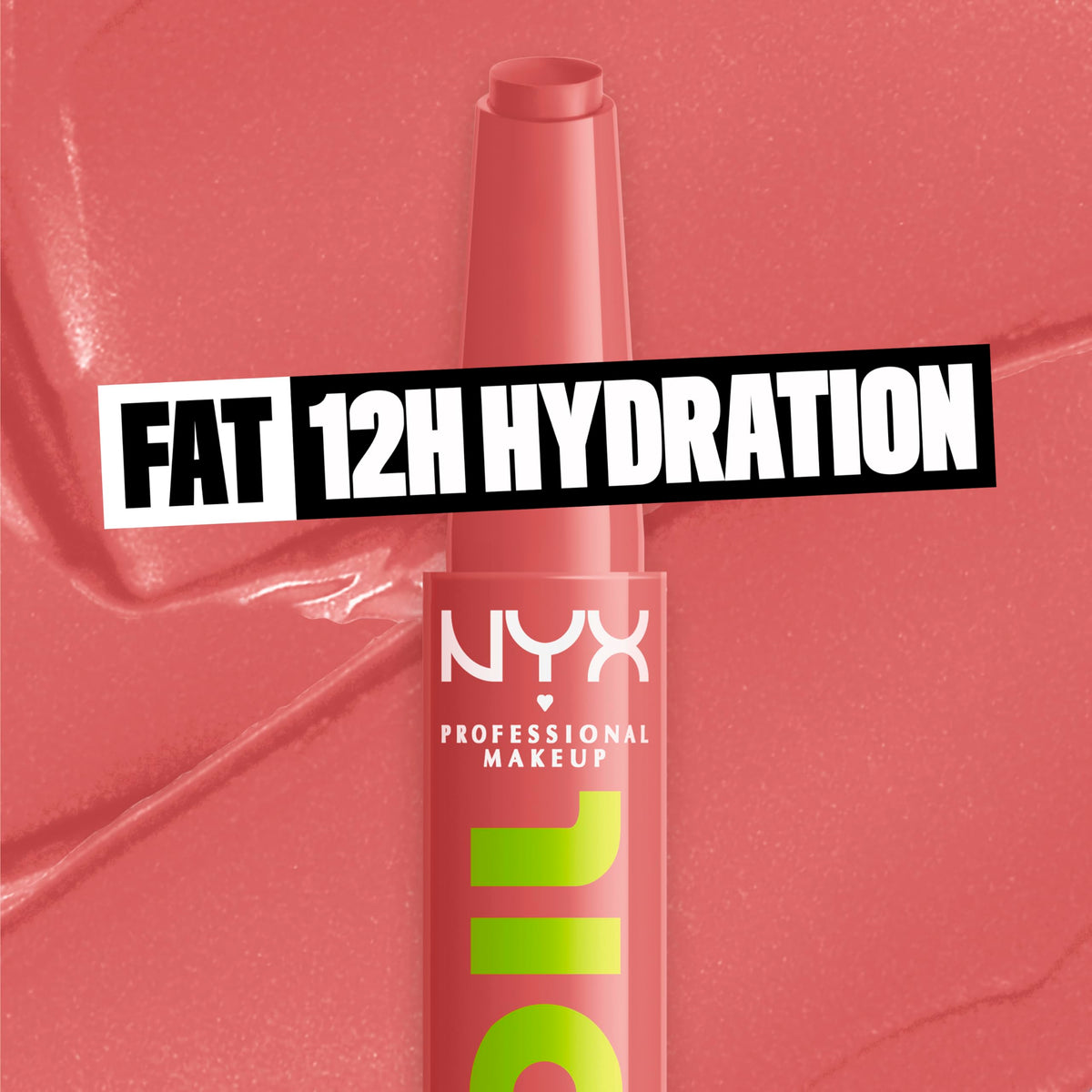NYX Fat Oil Slick Click Lip Balm Caption This (Nude) on a vanity