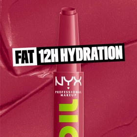 NYX Fat Oil Slick Click Lip Balm In The Drafts on a vanity