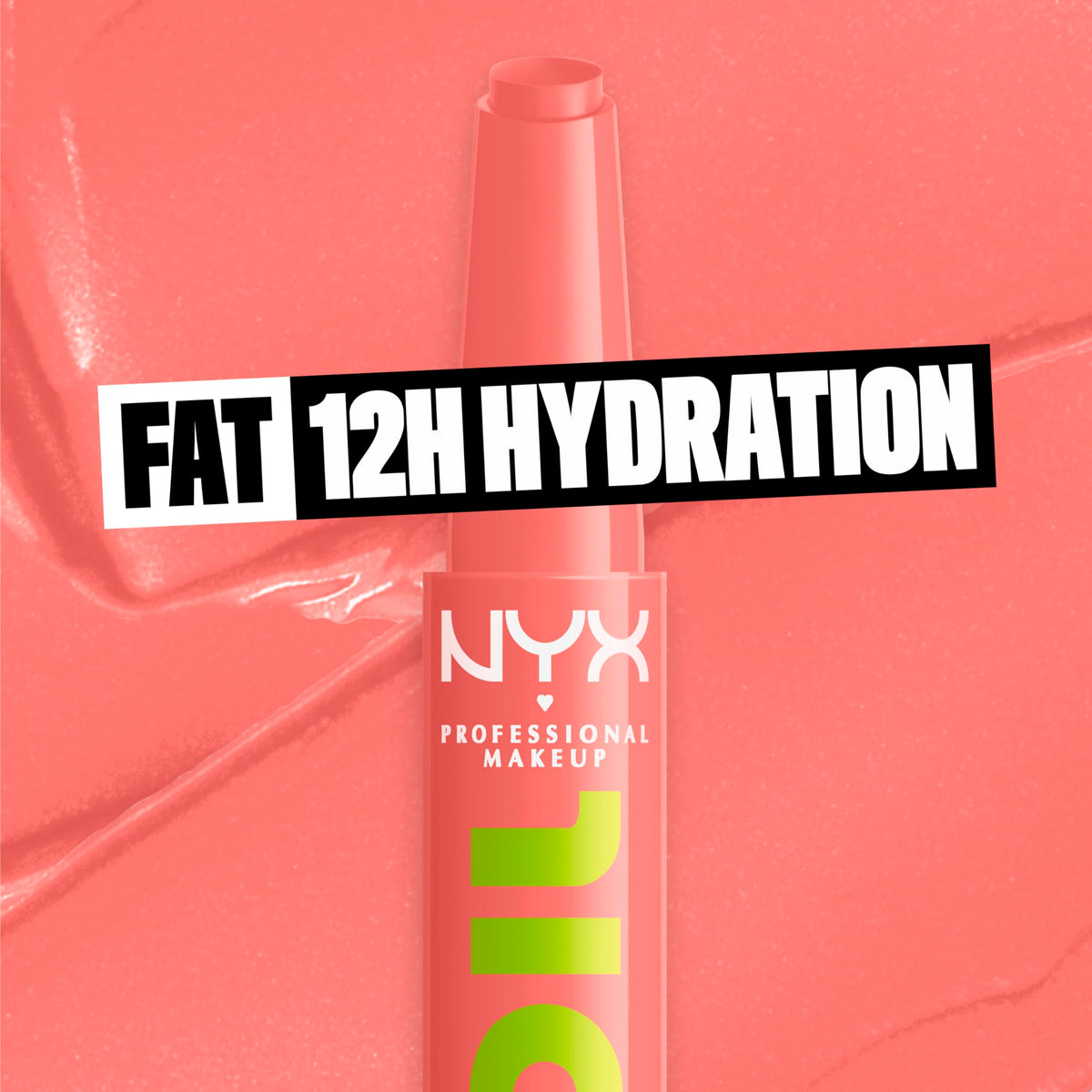 NYX Fat Oil Slick Click Lip Balm Peach texture close-up