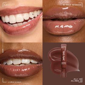 NYX Jelly Job Lip Gloss Chocolate Brown applicator close-up