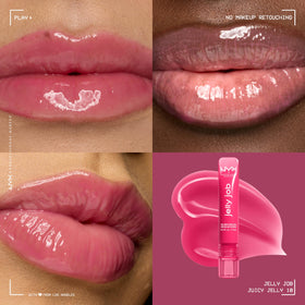 NYX Jelly Job Lip Gloss Juicy Jelly Bright Pink applicator close-up