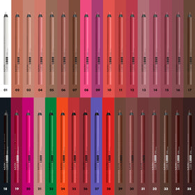 NYX Line Loud Lip Liner displayed with makeup brushes