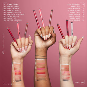 NYX Line Loud Lip Liner Gimme Drama applied on lips