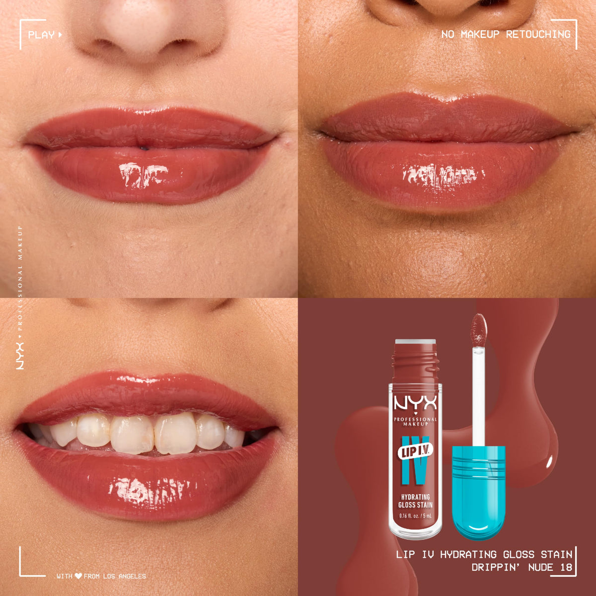 NYX Lip IV Hydrating Glossy Lip Stain Drippin' Nude packaging