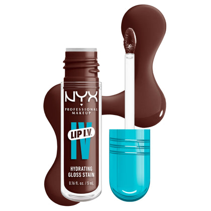 NYX Lip IV Hydrating Glossy Lip Stain Mocha Me Wet front view