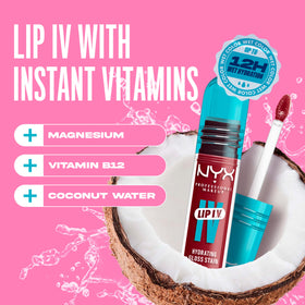 NYX Lip IV Hydrating Glossy Lip Stain on model's lips