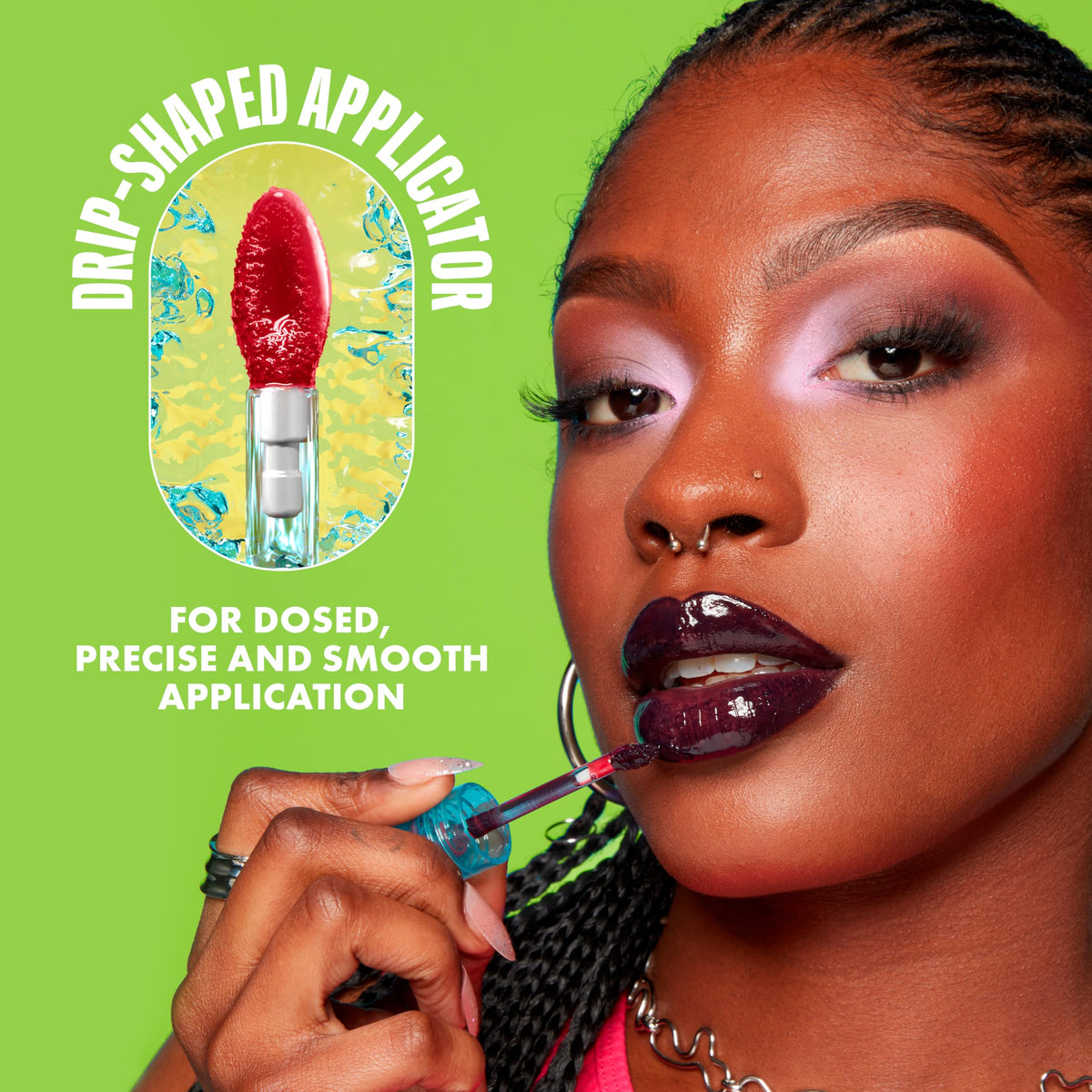 NYX Lip IV Hydrating Glossy Lip Stain on model's lips
